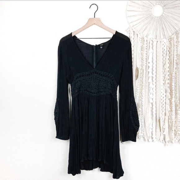 Volcom Nightscape Long Sleeve Crochet Boho Dress - Picture 2 of 6